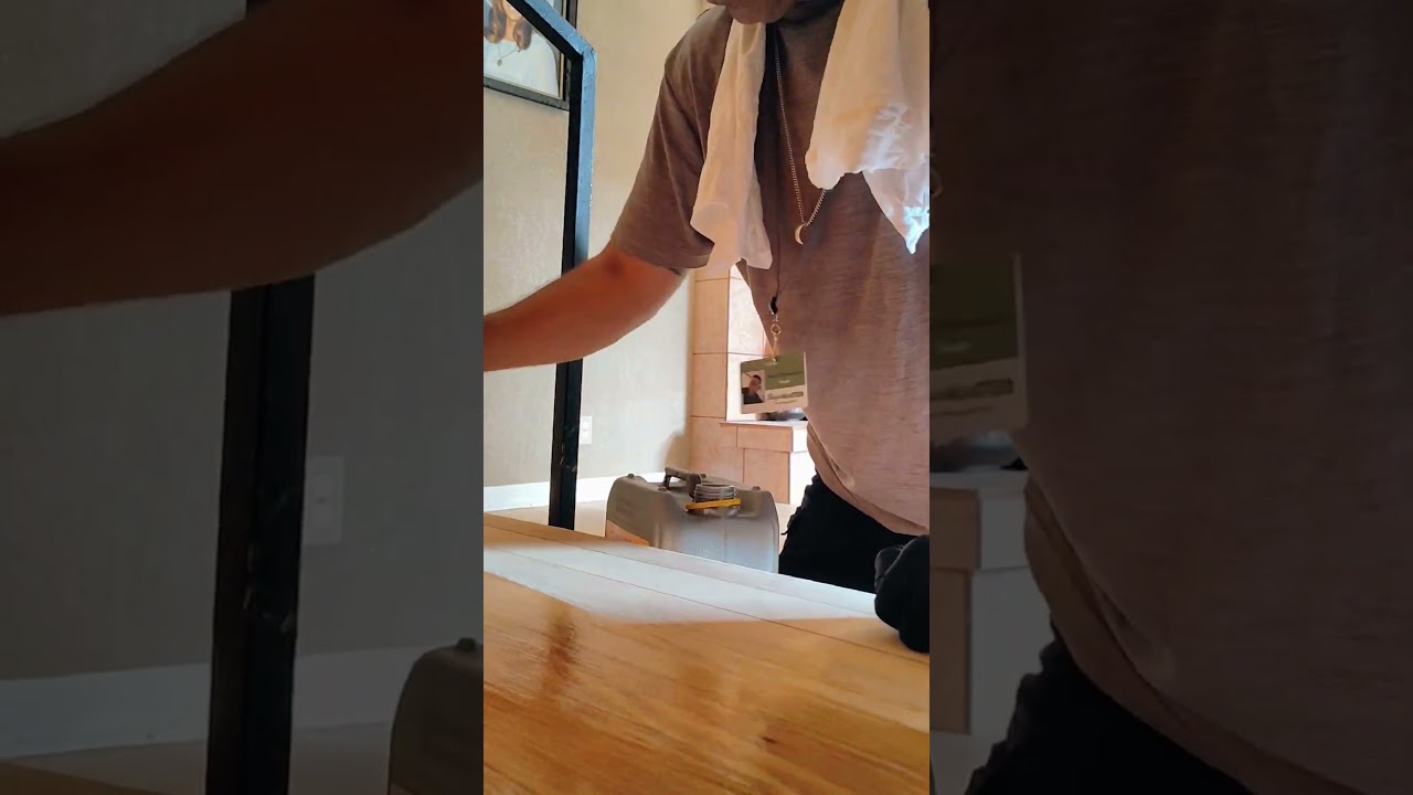 Precision meets perfection — applying premium poly for a flawless hardwood stair finish! ✨ 