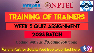 Training Of Trainers Week 5 Quiz Assignment Solution | NPTEL 2023 | SWAYAM