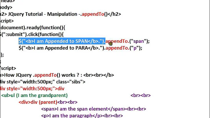APPENDTO METHOD IN JQUERY DEMO TAMIL