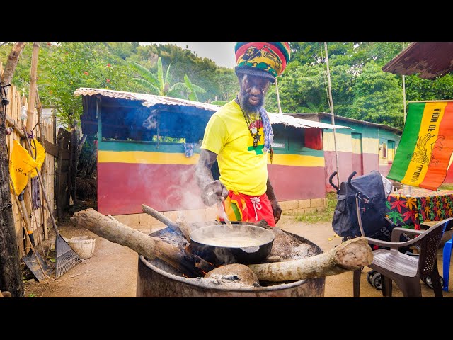 The Boss of RASTA JAMAICAN FOOD!! 🇯🇲 Legendary Ras Mokko at @RasKitchen - Jamaica! class=