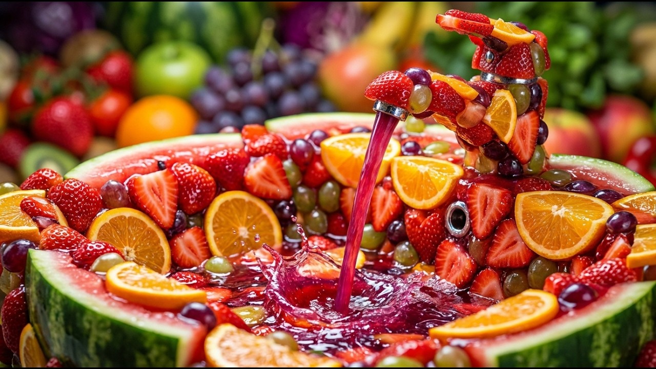ASMR Sink Made Entirely of Fruits & Liquid 🍓🍊 | Satisfying Natural Sounds | ASMR No Music | ASMR