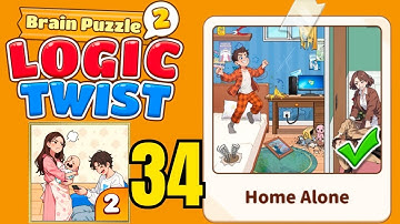 Brain puzzle 2 logic twist level 34 solution walkthrough ( home alone )