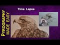 Pyrography Art GOLDEN EAGLE Bird wood burning time lapse