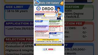 DRDO Recruitment 2026 | New Vacancy 2026 | Daily Job Update #shorts