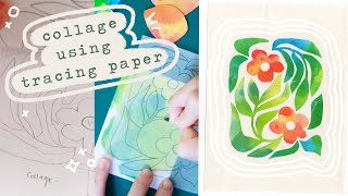 how to transfer a collage design using tracing paper : mixed media collage tutorial with alcohol ink