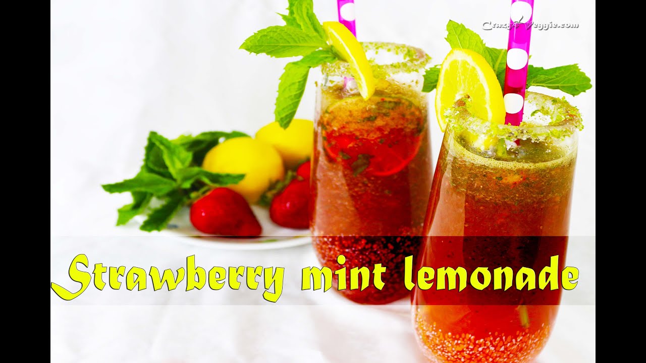 Strawberry mint lemonade - Beverage special month by crazy4veggie.com | Crazy4veggie