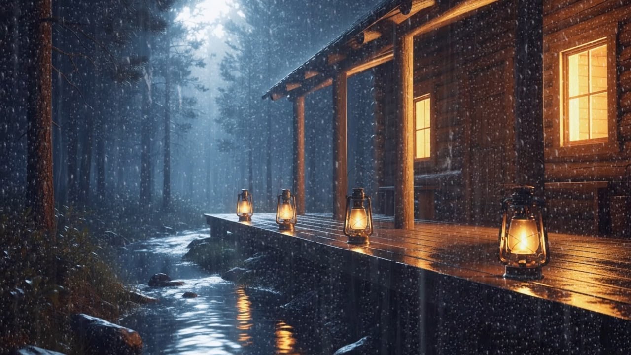 Rainy Night Ambience in a Warm Cabin | Relaxing Rain Sounds for Deep ...