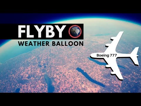 Close Boeing 777 flyby at 40,000 FT captured by a high altitude balloon GoPro camera