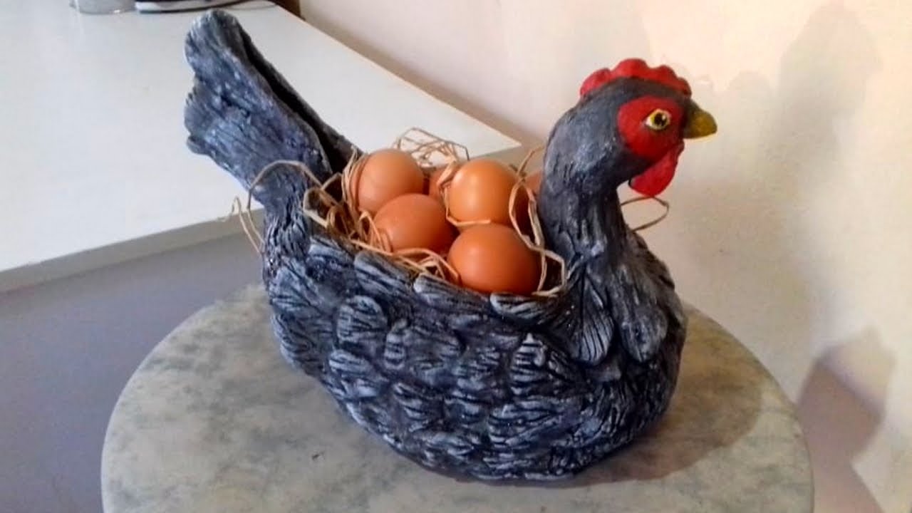 GALINHA DE CIMENTO. Galinha Porta ovo. Artesanato com cimento