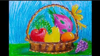 Vẽ Giỏ Trái Cây Bốn Mùa Bằng Màu Sáp Đơn Giản - Youtube
