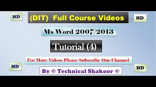 Micro soft word (MS word) 2007/2013 Tutorial 4 HD in pashto /urdu/hindi  by technical shakoor screenshot 2