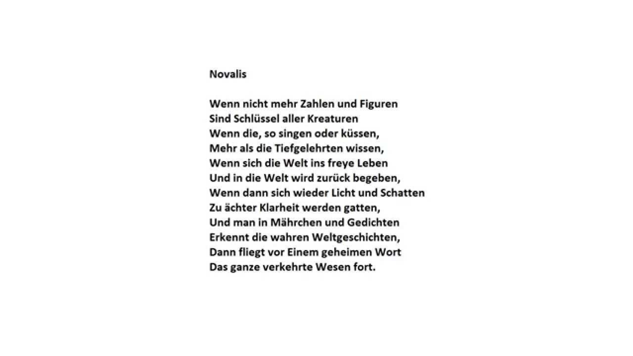 Wenn Nicht Mehr Zahlen Und Figuren Inhaltsangabe Wenn nicht mehr Zahlen und Figuren - Novalis - YouTube