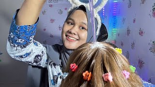 ASMR BUGS SEARCHING, CLEAN DANDRUFF, HAIR TREATMENT, HEAD MASSAGE ON WIG ( SOFT SPOKEN ) - ASMR INDO
