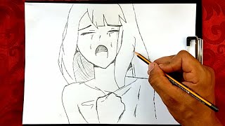 #shorts  رسم انمي حزين | كيفية رسم فتاة حزينة سهلة خطوة بخطوة