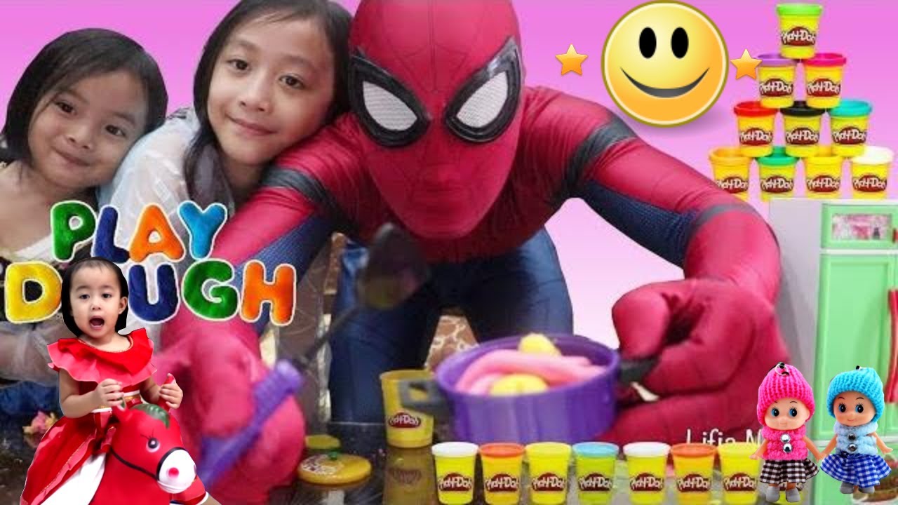 Mainan Anak Play Doh | Spiderman dan Lifia Niala berpura