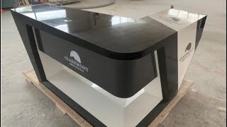 Popular design office desk corian stone black and white color