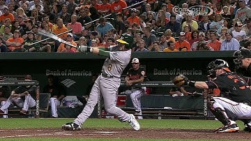 OAK@BAL: Lowrie doubles home Crisp in the fifth