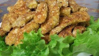 Куриное филе. Сочная куриная грудка.  Палочки из куриной грудки.(Как приготовить сочное куриное филе. Куриное филе в панировке из сухарями и кунжутом. Палочки из куриной..., 2014-05-04T19:40:58.000Z)