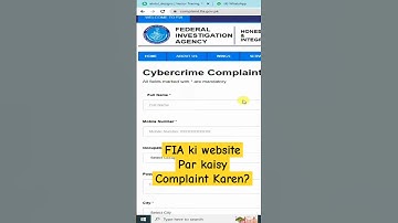FIA Complaint | Cyber Crime Complaint