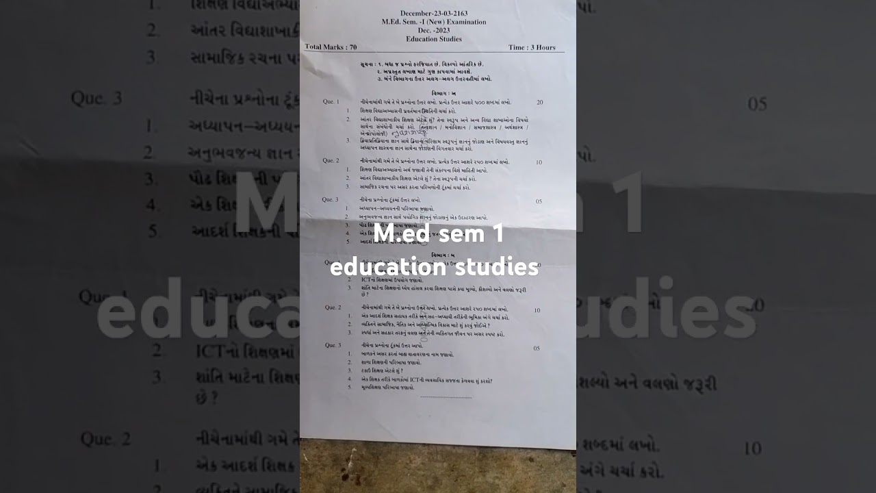 HNGU SEM 1 M.ed education studies 2023