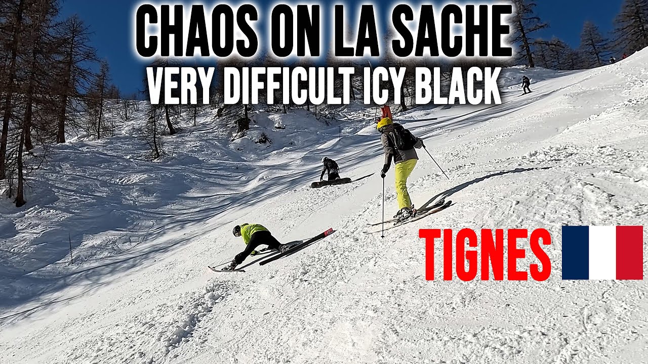[4K] Skiing Tignes 1550, Chaos on La Sache - Very Difficult Icy Black, France, GoPro HERO13