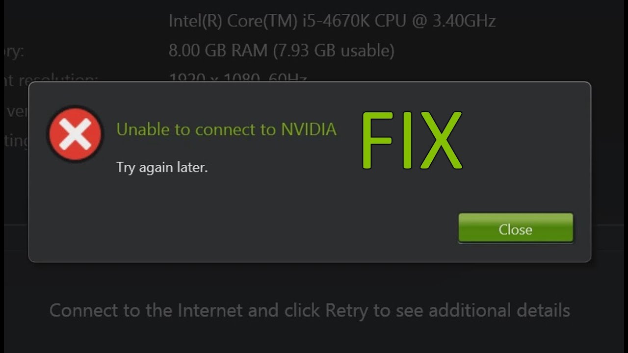 geforce experience unable to login at this time