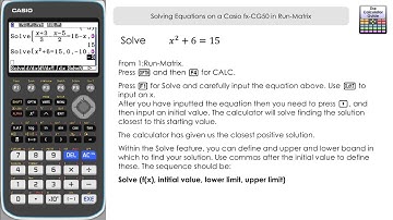 Solving Equations On A Casio fx-CG50 in Run-Matrix