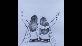 Best friends 💞 drawing #shorts #bestfriend #friendshipday #girldrawing