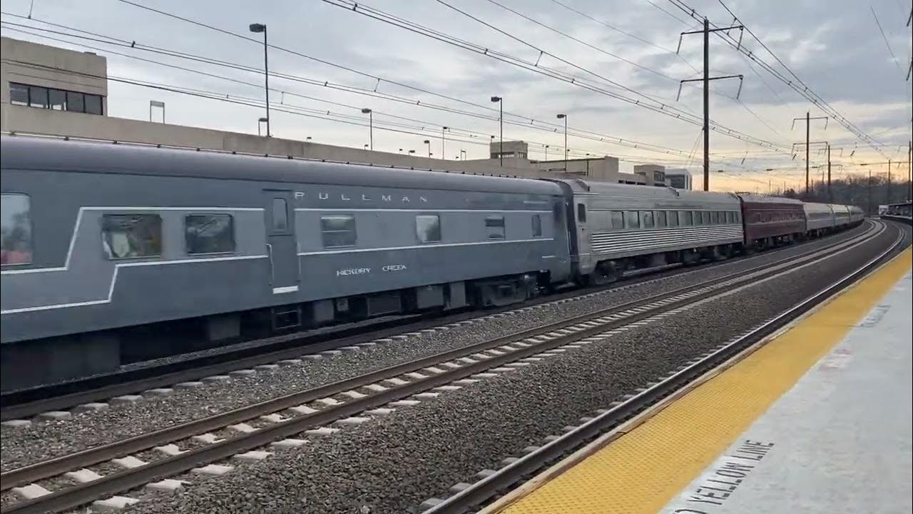 amtrak-42-at-metropark-nj-with-private-cars-youtube