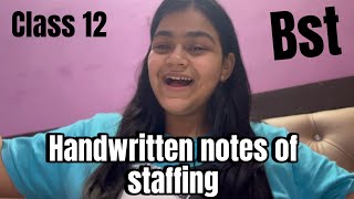 Handwritten notes of STAFFING Class 12 *FREE*| Barkha Sahni |