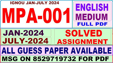 MPA 001 solved assignment 2024 / mpa 001 solved assignment Jan / july 2024 / ignou pgddm mpa 001