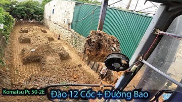 Đào Móng Cốc. Đào 12 Cốc Cùng Đường Băng Chạy Vòng Quanh Móng . Komatsu Pc 50-2