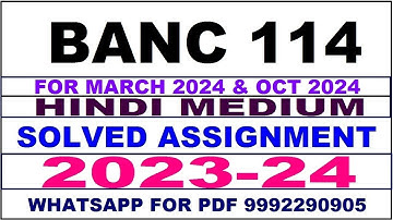 banc 114 solved assignment 2023-24 | banc 114 solved assignment in hindi 2024 | banc 114 2024