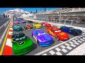 Race disney cars 3  bernese alps  mcqueen vs jackson storm the king conrad camber bubba  friends