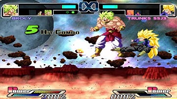 Dragonball Z [MUGEN] Lssj,Ssj3 and Ssj4 Broly vs Ssj3 Vegeta,Ssj Trunks and Ssj3 Kid Gohan DB Hereos