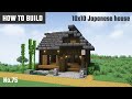 マイクラ建築：庭と池のある小さな和風の家の作り方。内装に囲炉裏。10x10ブロックで簡単に。No.75【Minecraft】