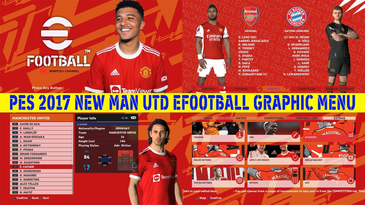 PES 2017 | New Manchester United eFootball Graphic Menu - YouTube