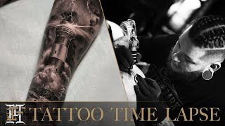 PART ONE Lighthouse tattoo time lapse LONG VERSION First session of nautical themed half sleeve