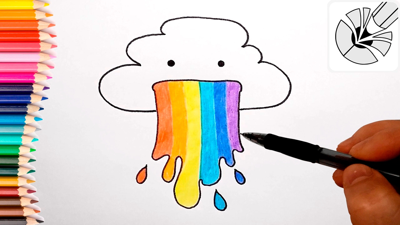 How to Draw a Cute Cloud Puking Rainbows - Step by Step ...