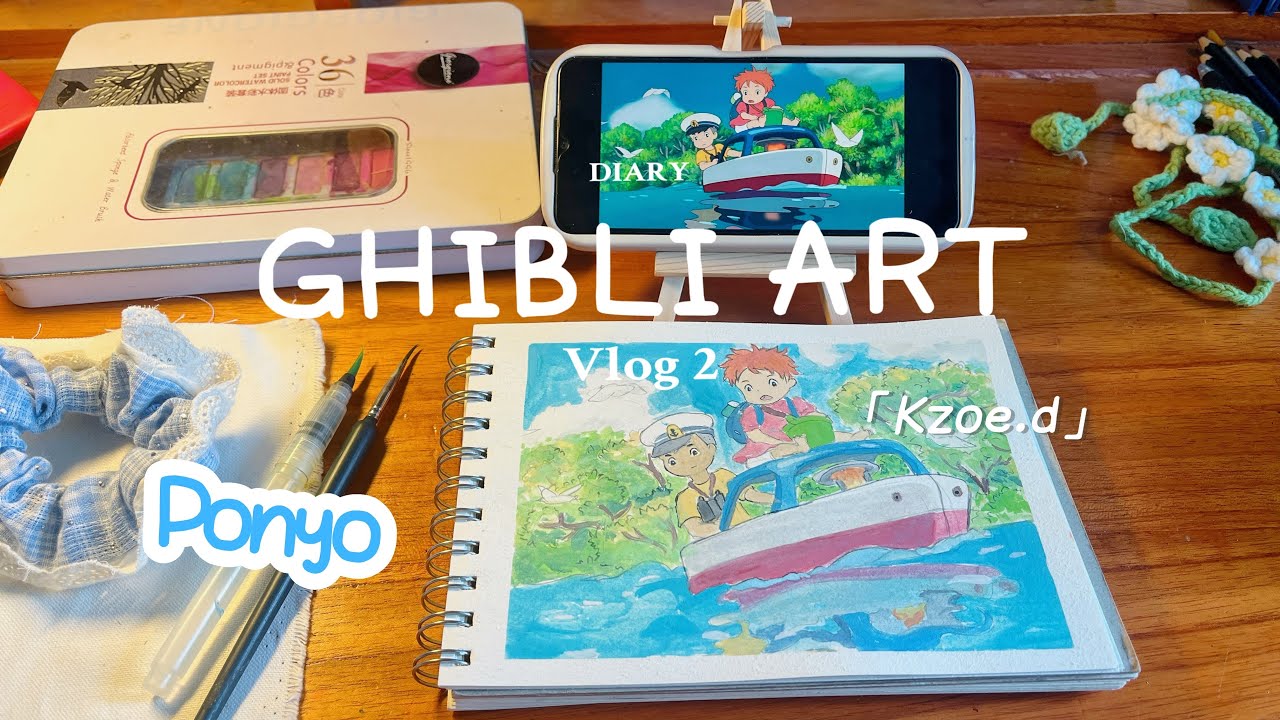 Painting studio Ghibli : a scene from ponyo 🌊🎏 - YouTube