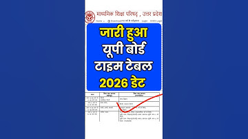 जारी हुआ यूपी बोर्ड टाइम टेबल 2026 date | up board time table 2026 | up board exam date 2026