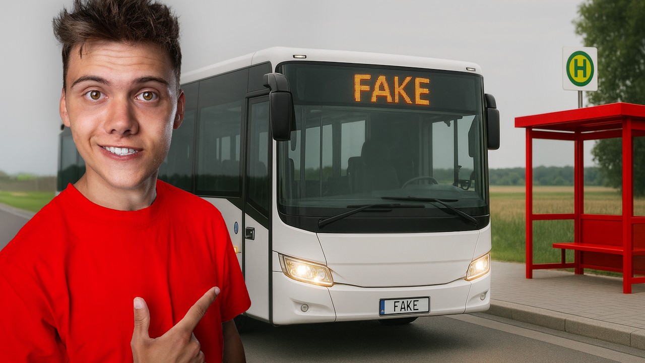 Mit Fake Linienbus an Haltestellen fahren. Steigt Wer ein?