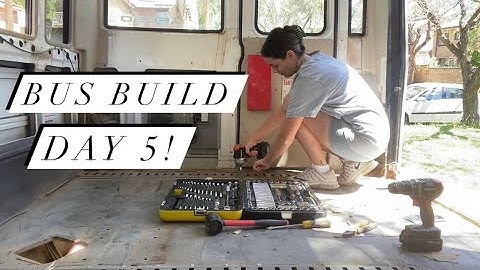 Mitsubishi Rosa Bus Conversion Day 5! Removing the wheelchair tracks, cleaning and weighing!