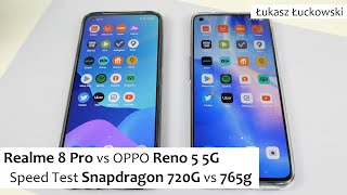 Realme 8 Pro vs OPPO Reno 5 5G  | Speed Test |  Snapdragon 720G vs Snapdragon 765g