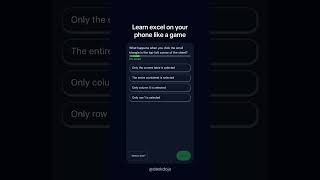 Learn excel on your phone like a game #career #business #excel #finance #learnexcel