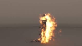 Zombie on fire,  #simulation, #vfx, #houdini, #fire, #smoke, #zombie