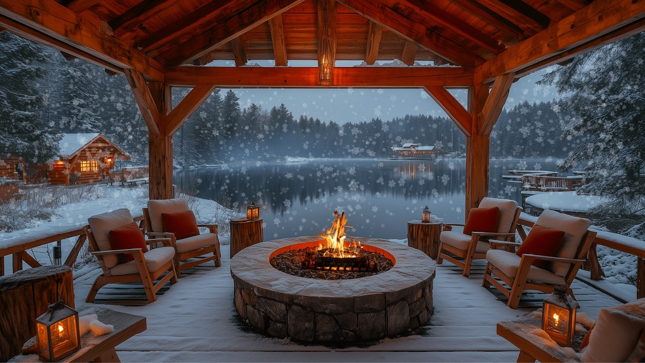 Relaxing Winter Jazz Music — Snowy Forest & Soothing Fireplace for Focus and Study ❄️🔥