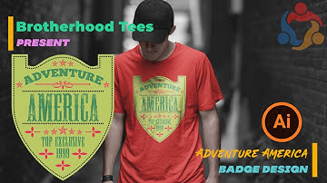 Vintage Badge Logo Tutorial | Adobe Illustrator URDU/HINDI Tutorial Adventure America Badge Design.