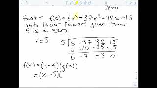 How to Factor a Polynomial Given a Zero - College Algebra