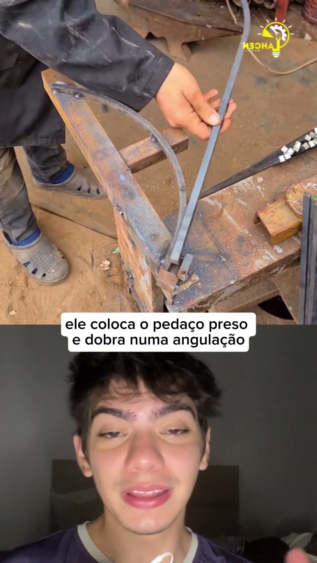 ? Ele prendeu o metal e dobrou na angulação exata com facilidade. Que truque incrível!